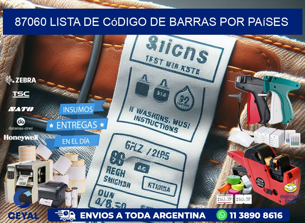 87060 Lista de código de barras por países