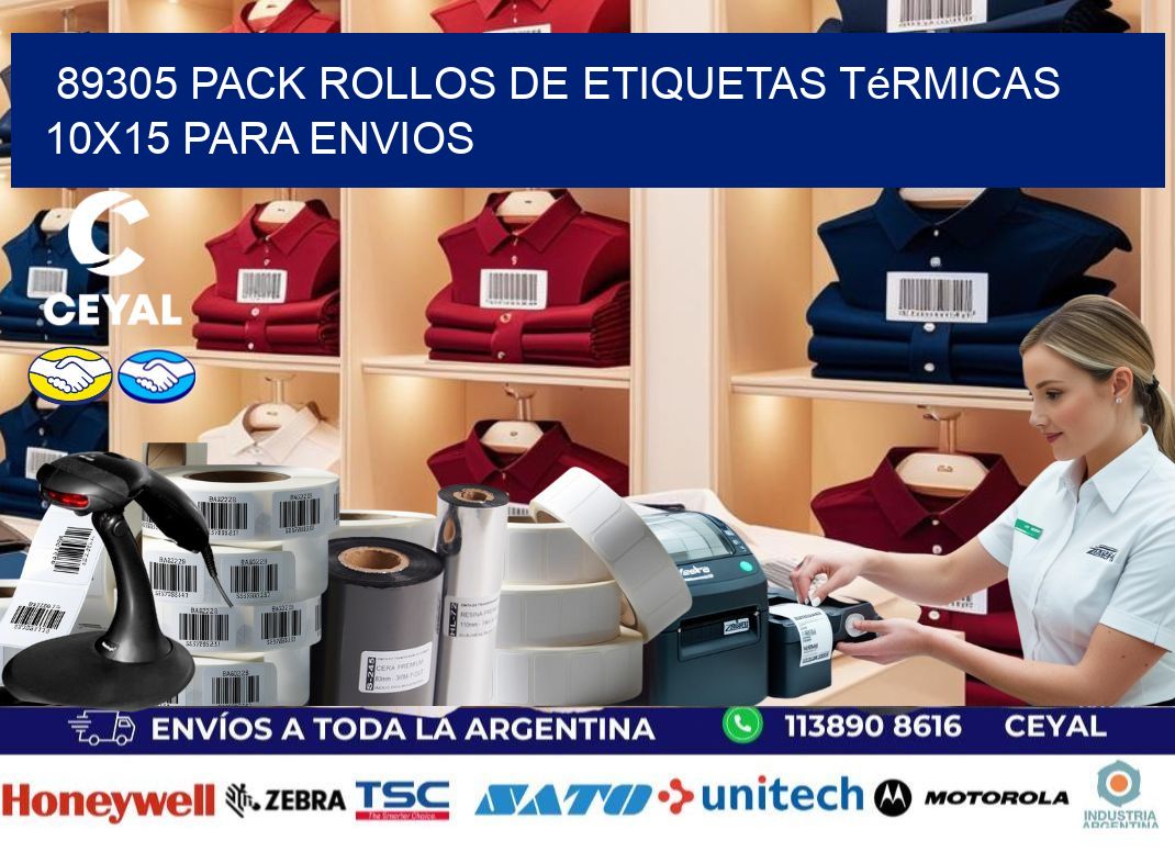 89305 pack rollos de etiquetas térmicas 10x15 para Envios