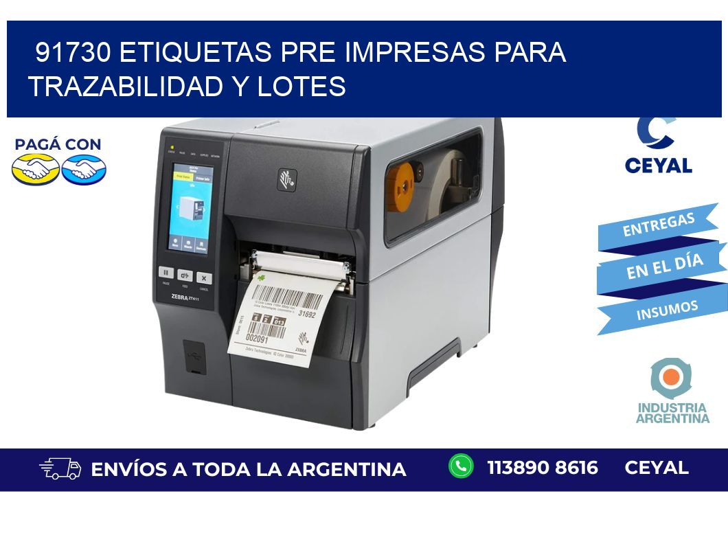 91730 etiquetas pre impresas para trazabilidad y lotes
