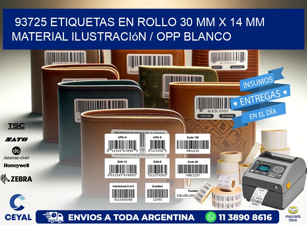 93725 Etiquetas en rollo 30 mm x 14 mm material Ilustración / OPP Blanco