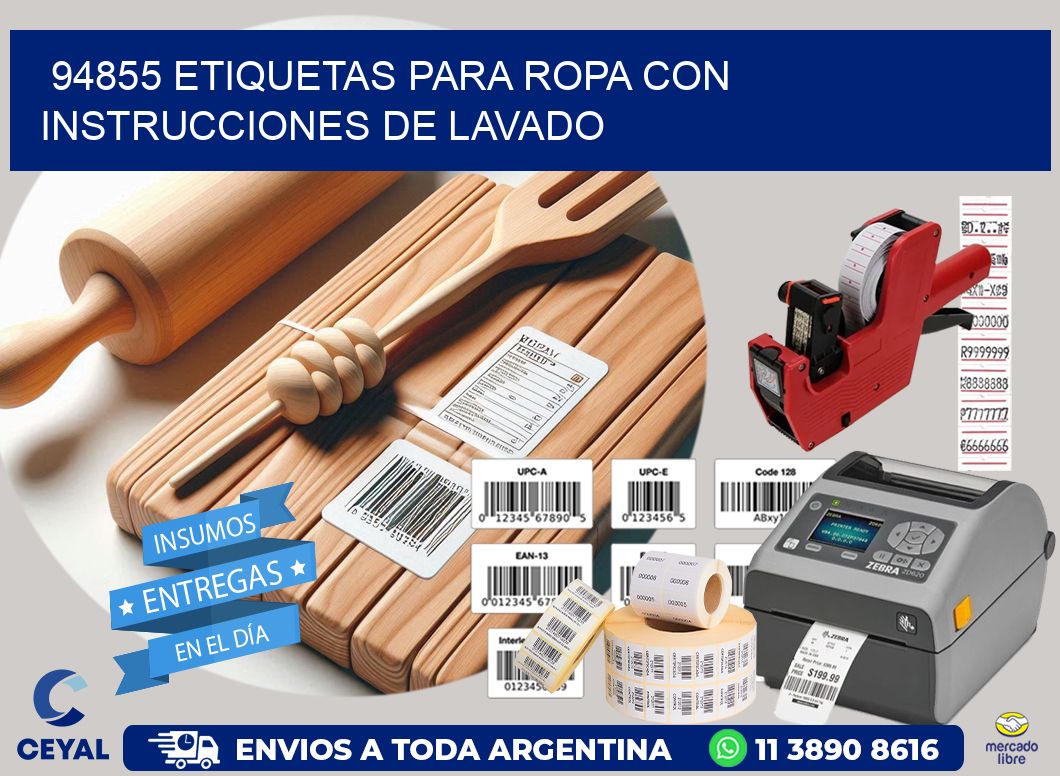 94855 etiquetas para ropa con instrucciones de lavado