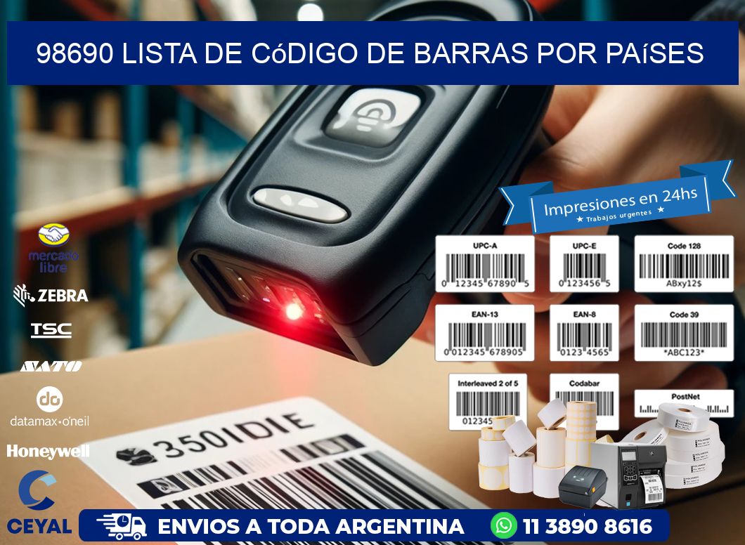 98690 Lista de código de barras por países