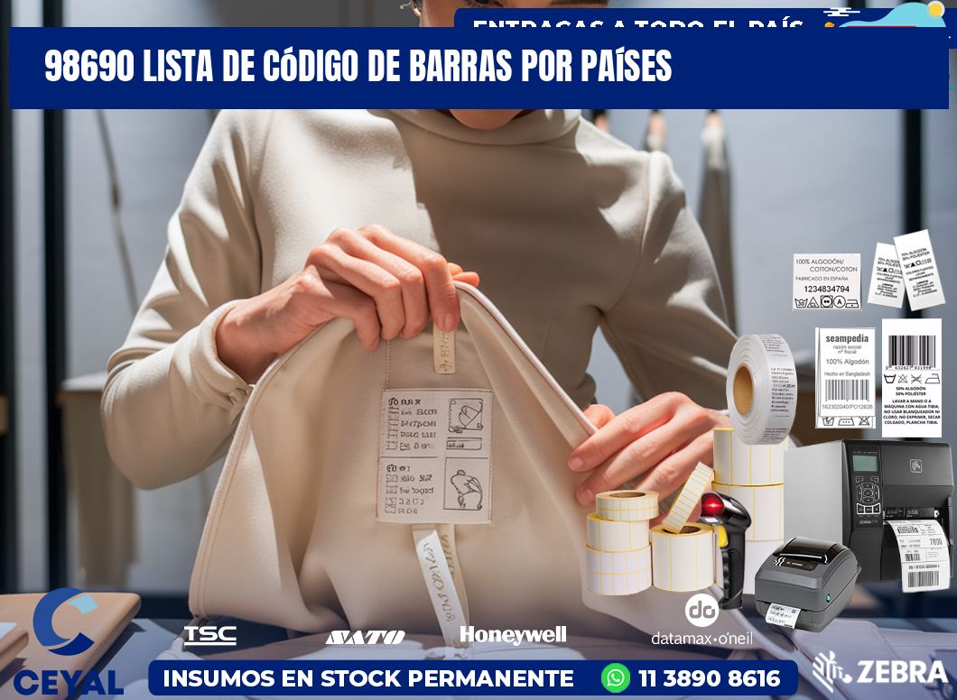 98690 Lista de código de barras por países