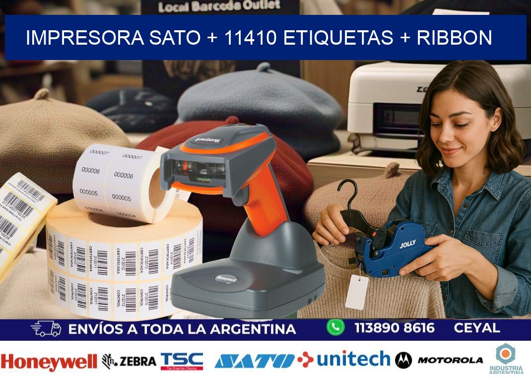 impresora SATO + 11410 etiquetas + ribbon