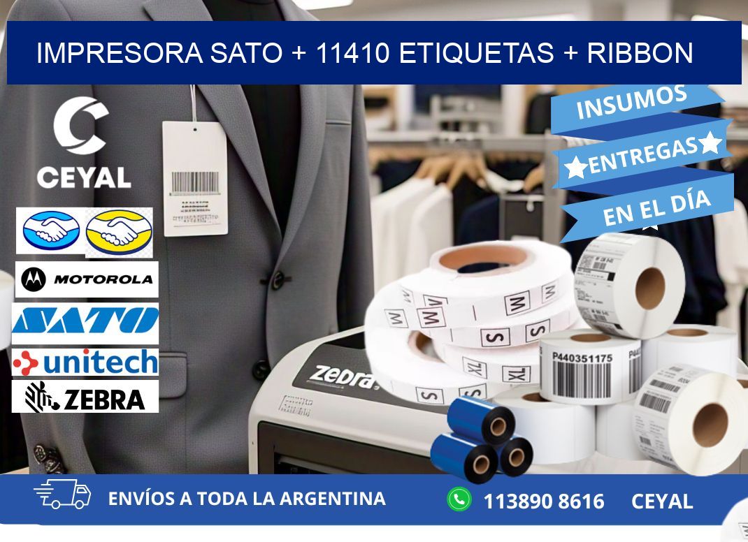 impresora SATO + 11410 etiquetas + ribbon