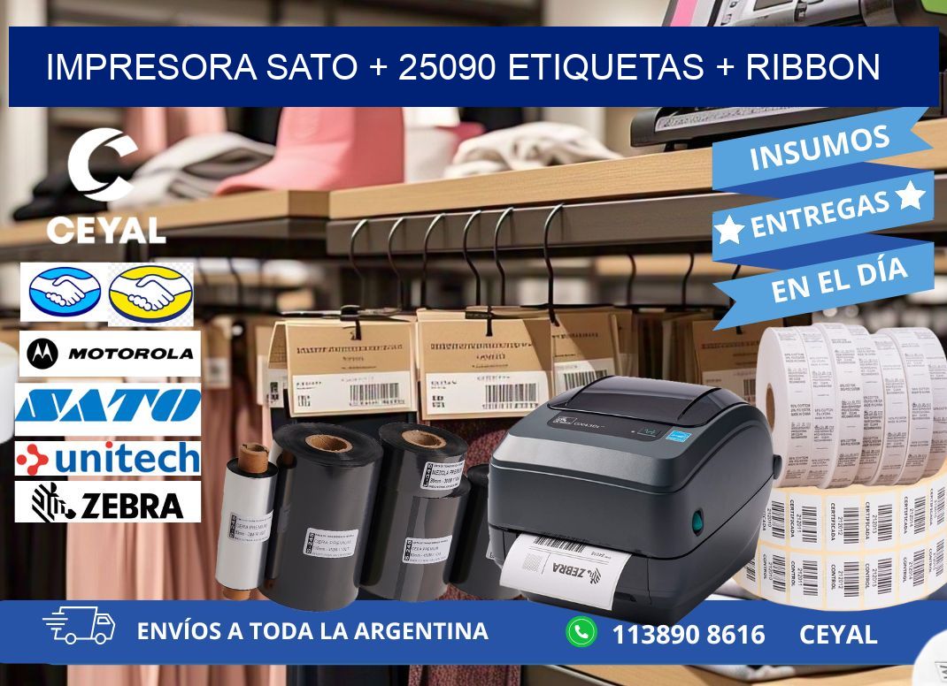 impresora SATO + 25090 etiquetas + ribbon