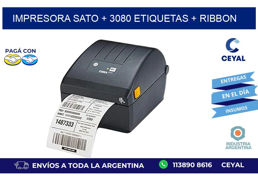 impresora SATO + 3080 etiquetas + ribbon