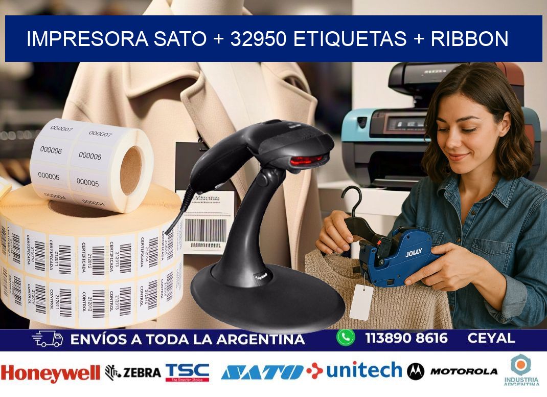 impresora SATO + 32950 etiquetas + ribbon