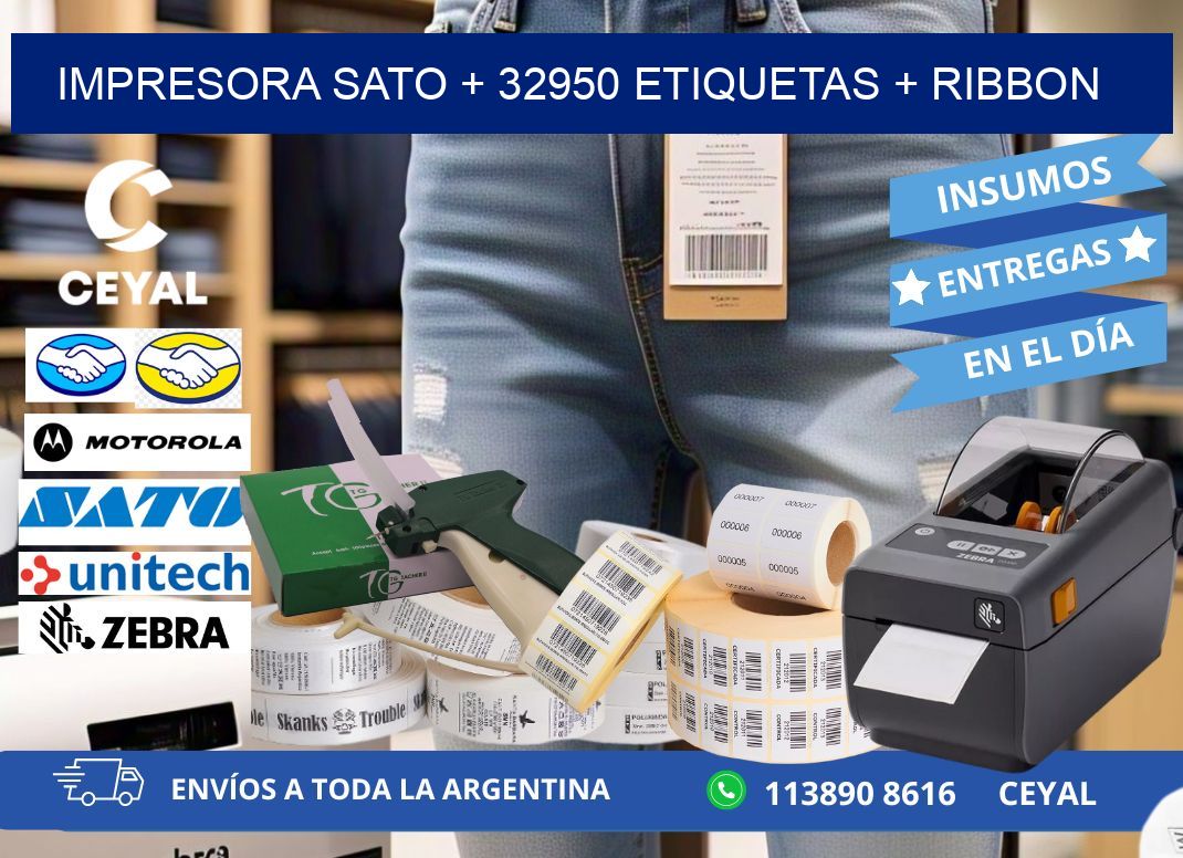 impresora SATO + 32950 etiquetas + ribbon