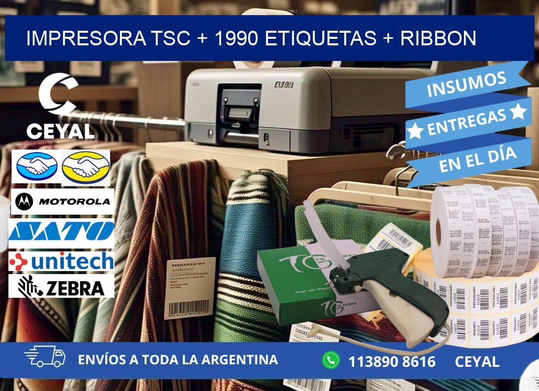 impresora TSC + 1990 etiquetas + ribbon