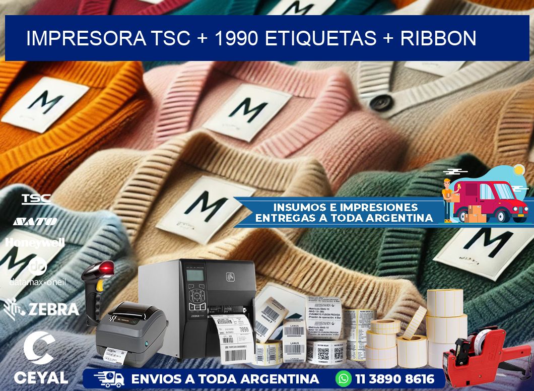 impresora TSC + 1990 etiquetas + ribbon