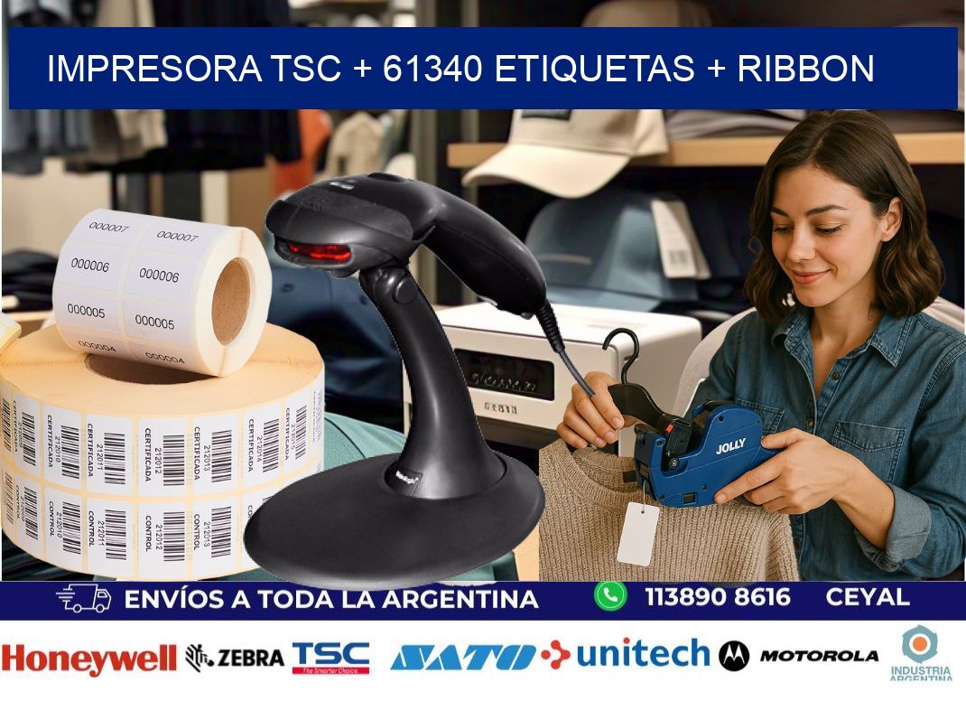 impresora TSC + 61340 etiquetas + ribbon