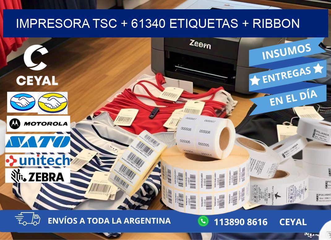 impresora TSC + 61340 etiquetas + ribbon