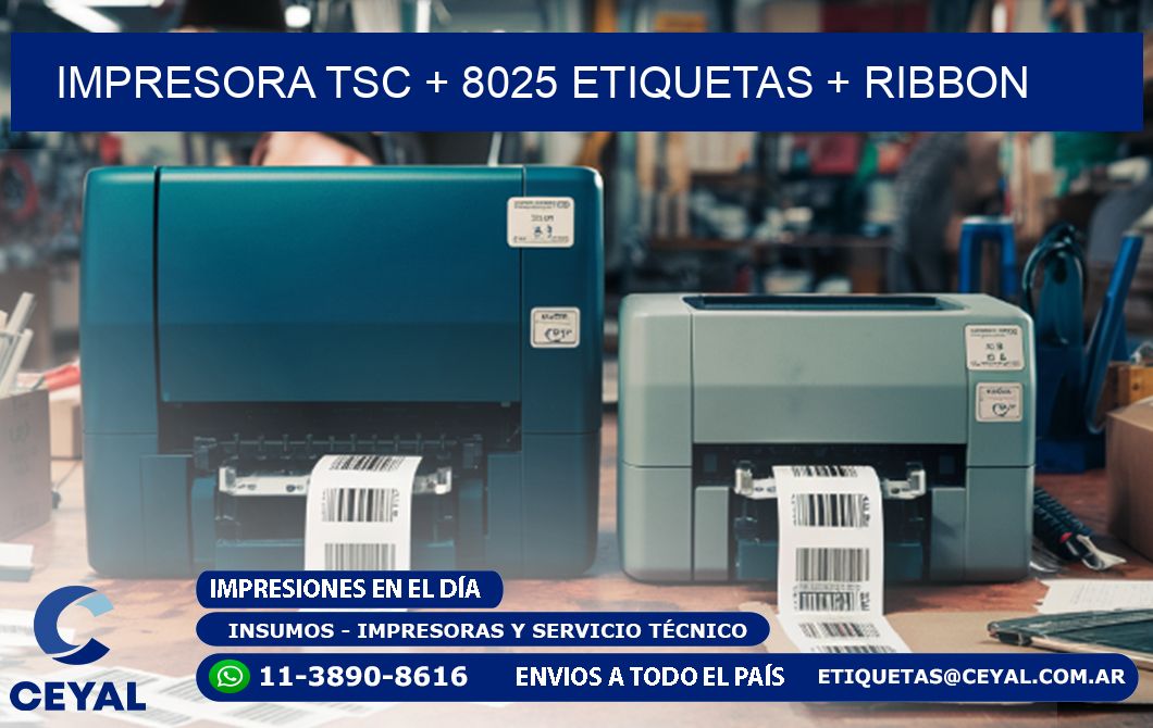 impresora TSC + 8025 etiquetas + ribbon