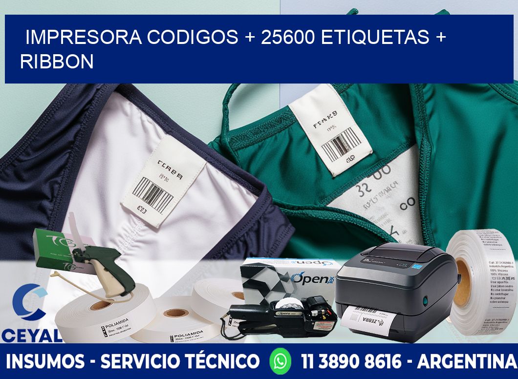 impresora codigos + 25600 etiquetas + ribbon