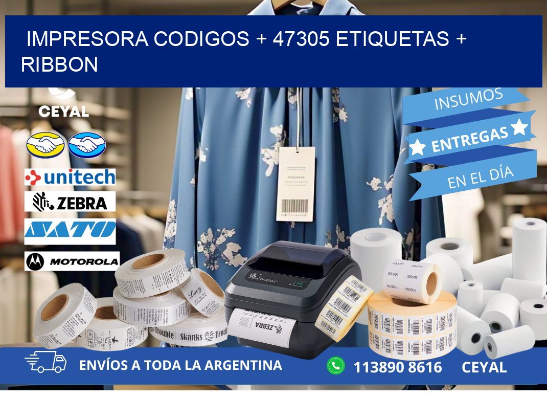 impresora codigos + 47305 etiquetas + ribbon