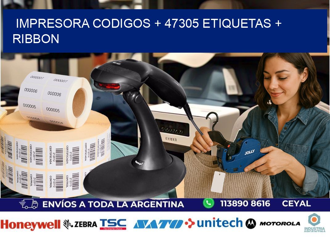 impresora codigos + 47305 etiquetas + ribbon