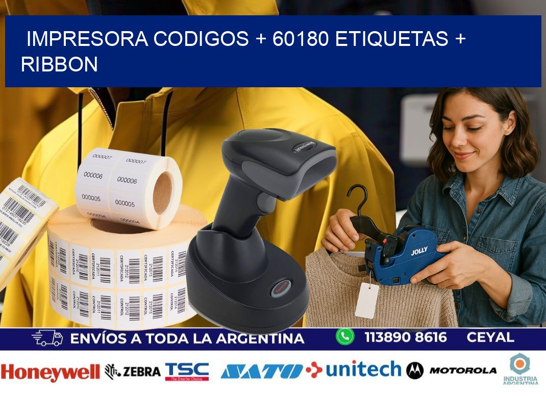 impresora codigos + 60180 etiquetas + ribbon
