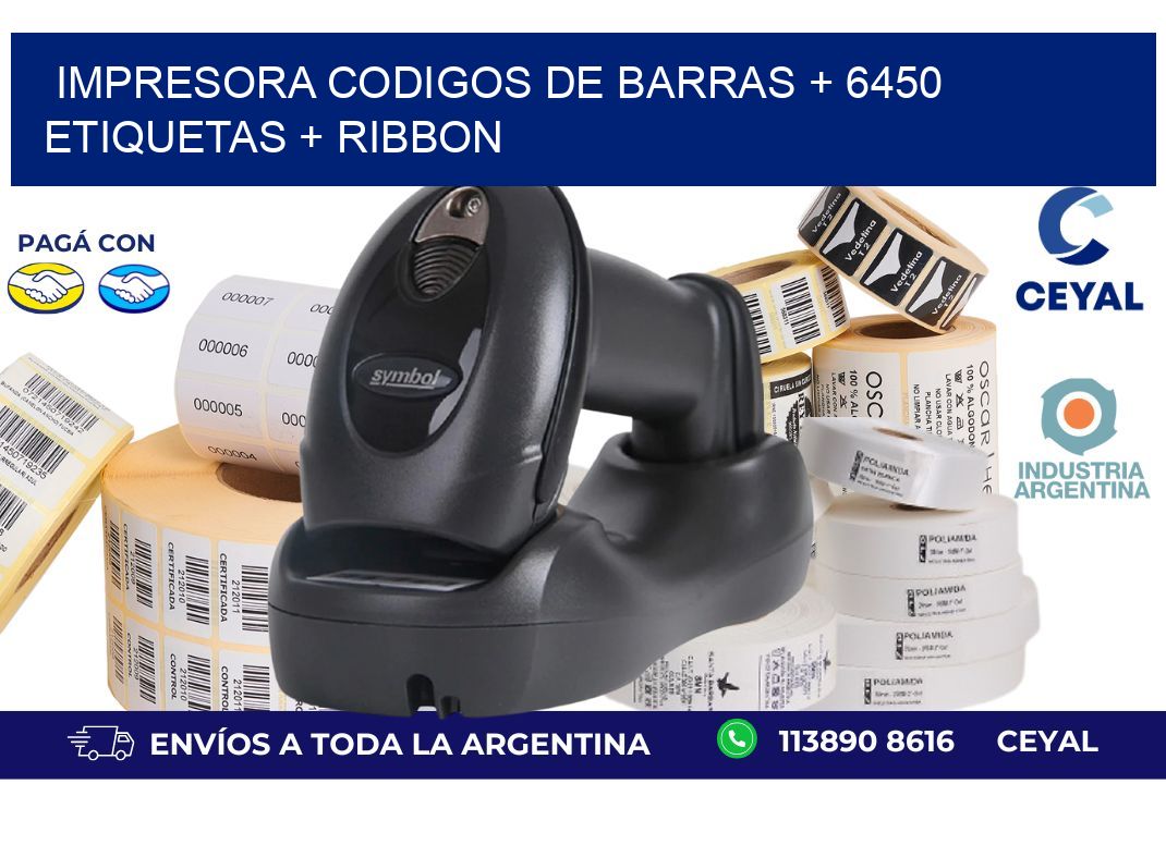 impresora codigos de barras + 6450 etiquetas + ribbon