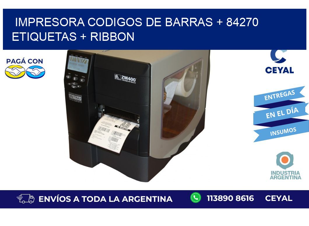 impresora codigos de barras + 84270 etiquetas + ribbon