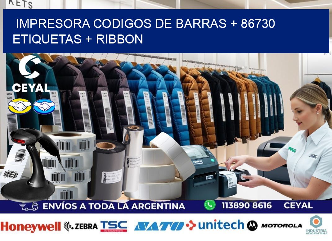 impresora codigos de barras + 86730 etiquetas + ribbon