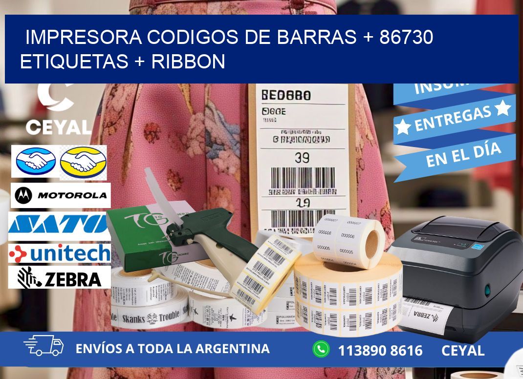 impresora codigos de barras + 86730 etiquetas + ribbon