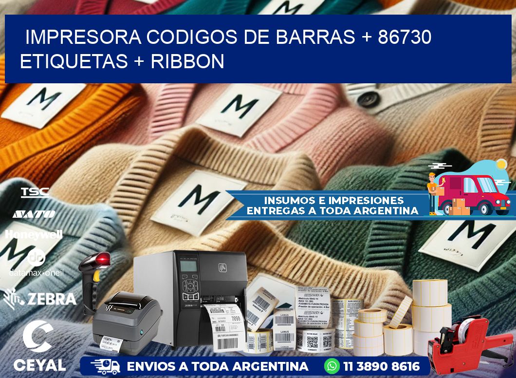 impresora codigos de barras + 86730 etiquetas + ribbon