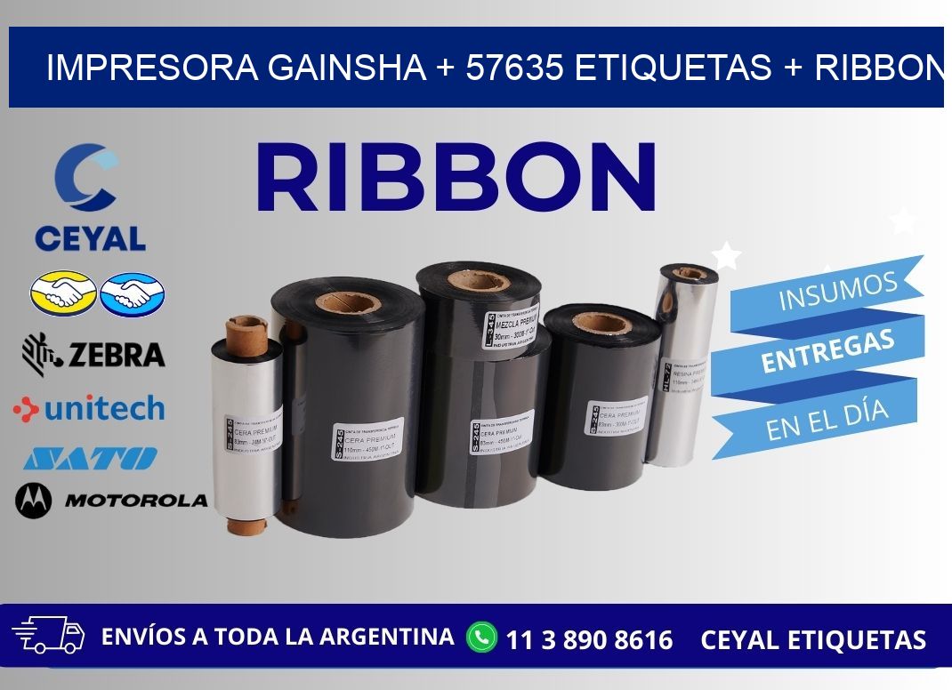 impresora gainsha + 57635 etiquetas + ribbon