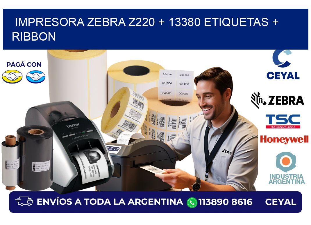 impresora zebra z220 + 13380 etiquetas + ribbon