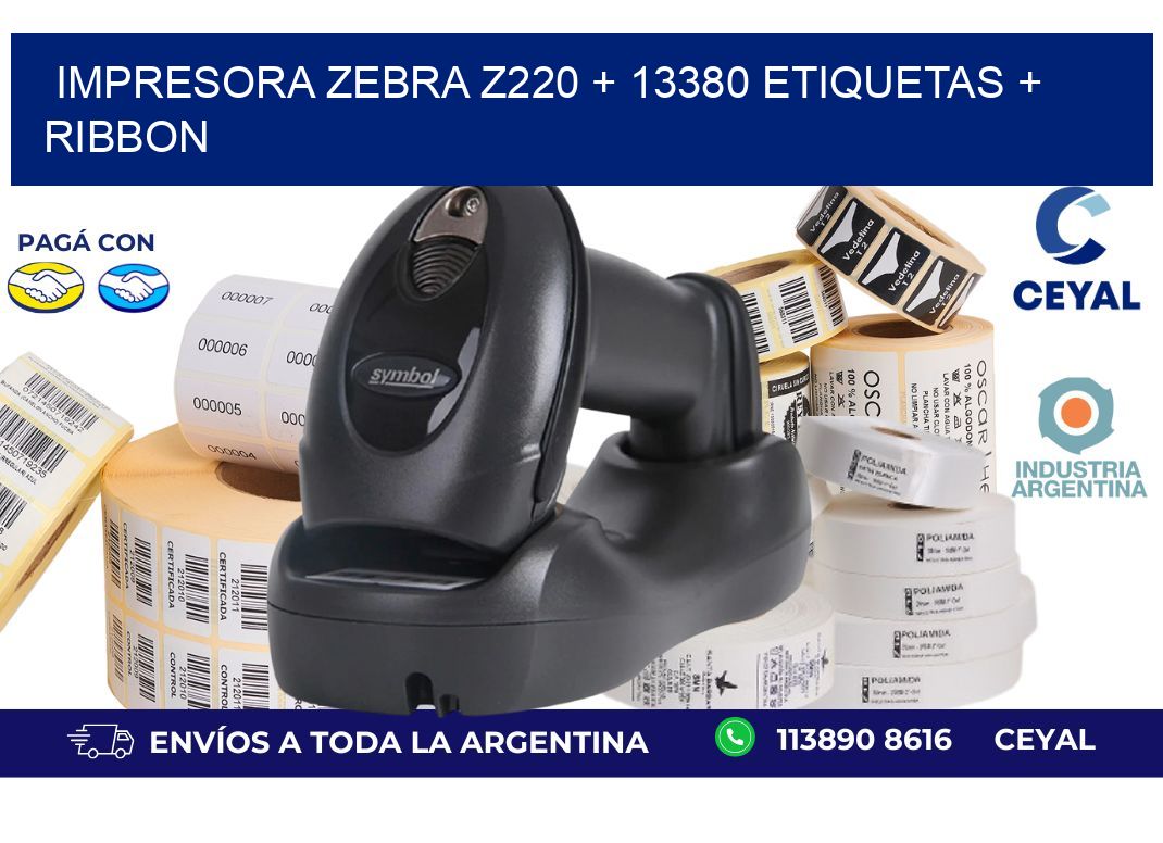 impresora zebra z220 + 13380 etiquetas + ribbon