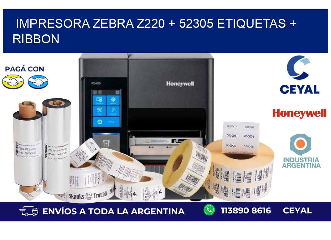 impresora zebra z220 + 52305 etiquetas + ribbon