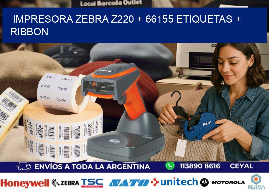 impresora zebra z220 + 66155 etiquetas + ribbon