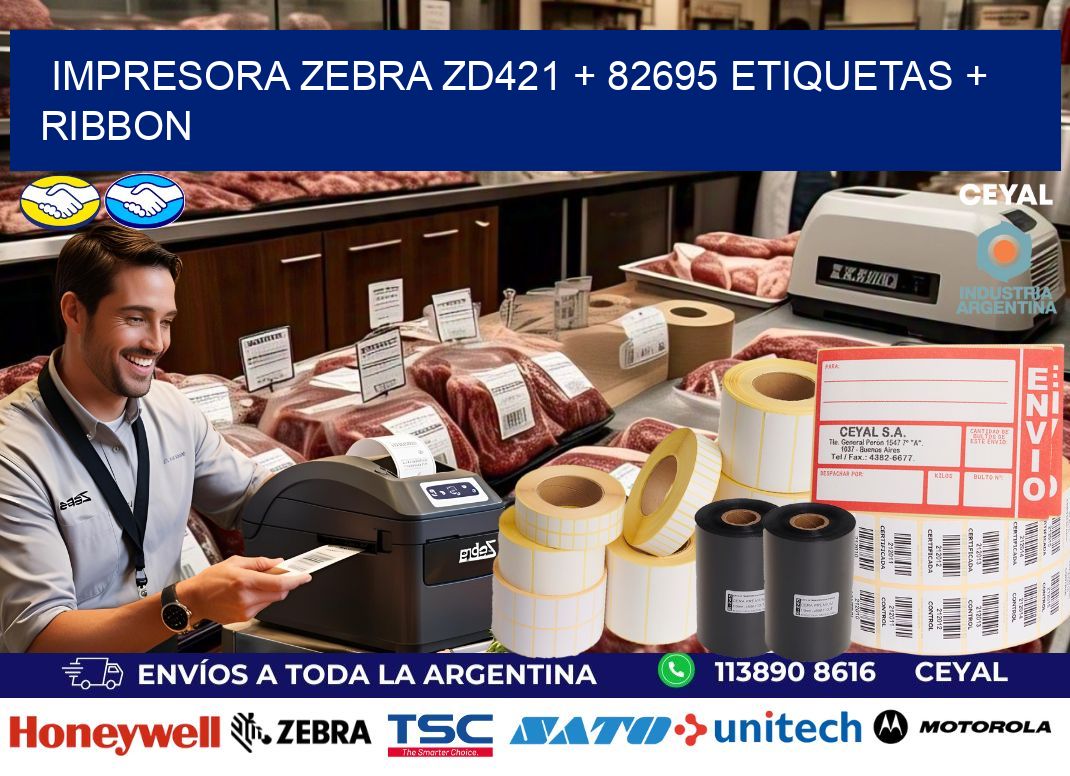impresora zebra zd421 + 82695 etiquetas + ribbon