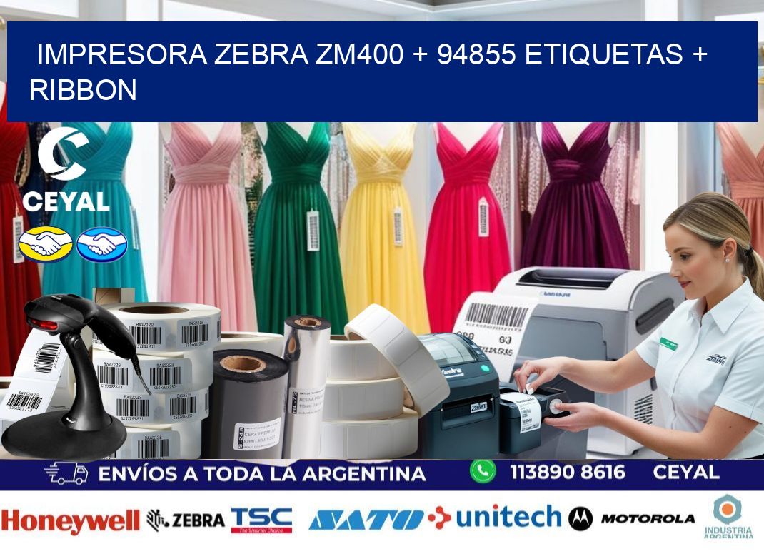 impresora zebra zm400 + 94855 etiquetas + ribbon