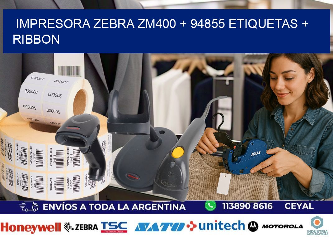 impresora zebra zm400 + 94855 etiquetas + ribbon