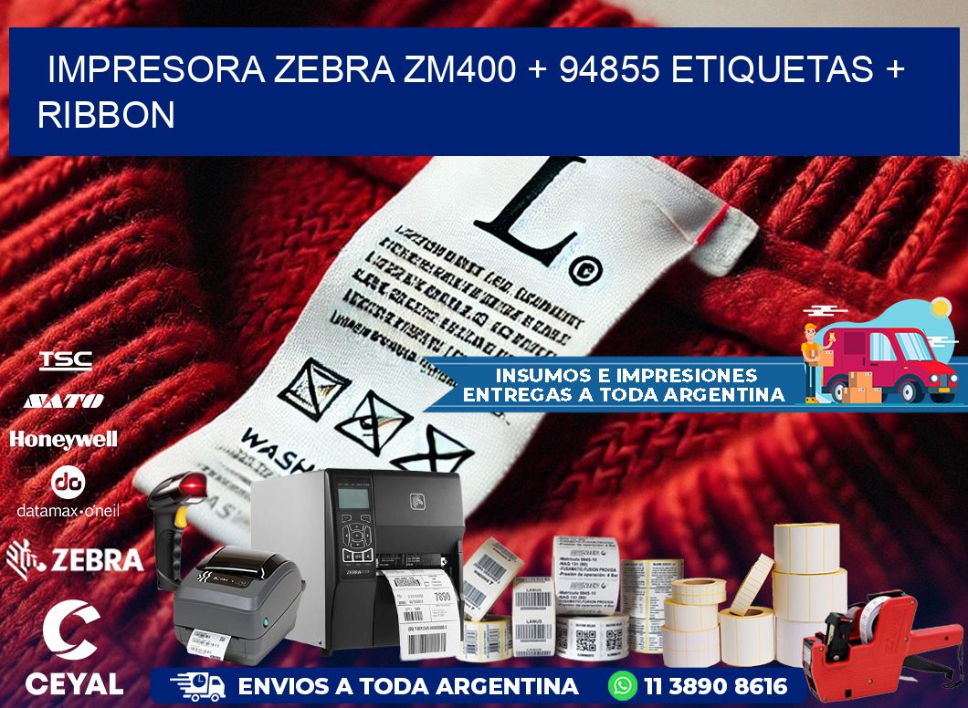 impresora zebra zm400 + 94855 etiquetas + ribbon