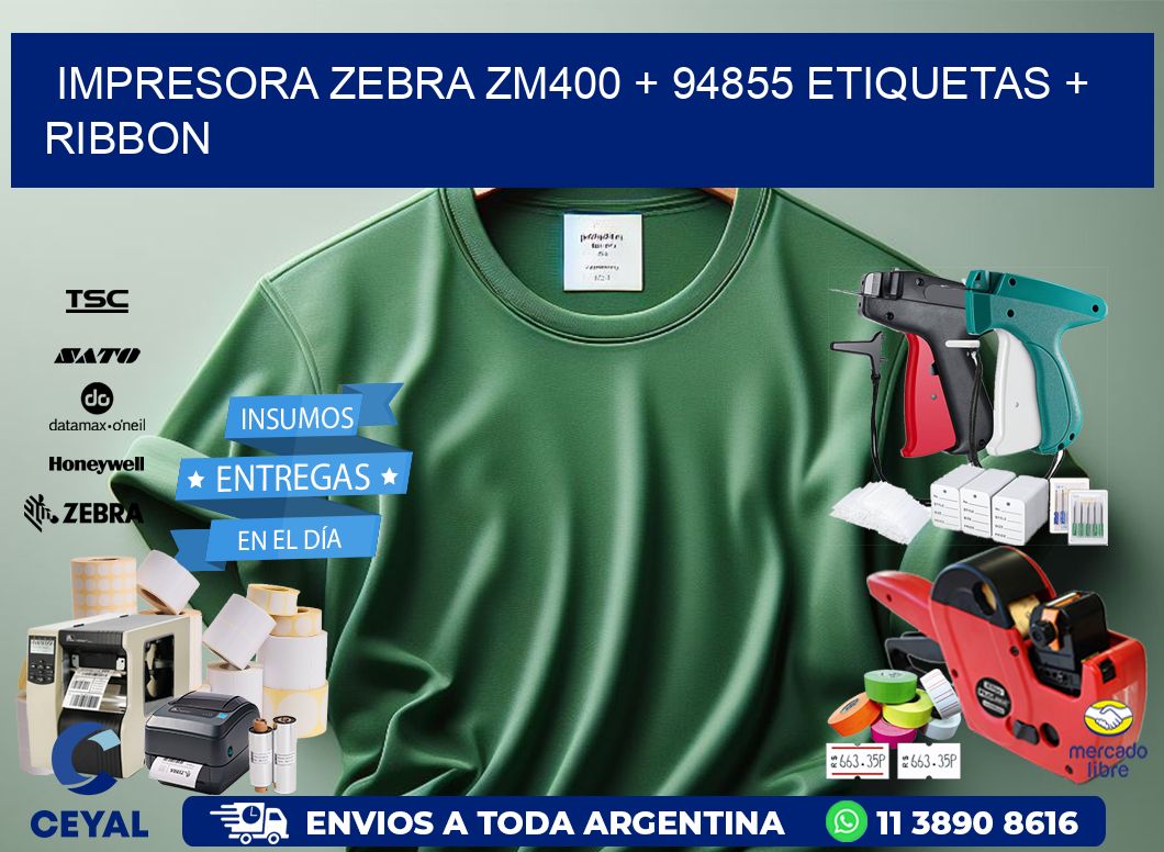 impresora zebra zm400 + 94855 etiquetas + ribbon