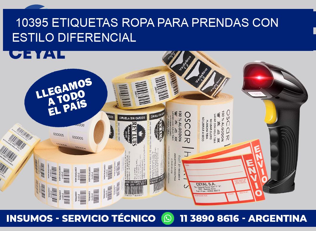 10395 Etiquetas ropa para prendas con estilo diferencial