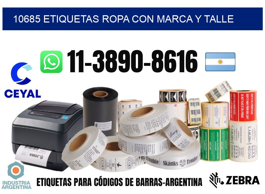 10685 Etiquetas ropa con marca y talle