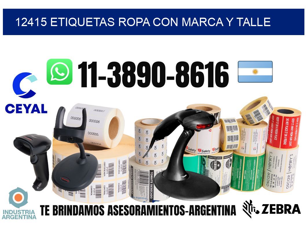 12415 Etiquetas ropa con marca y talle