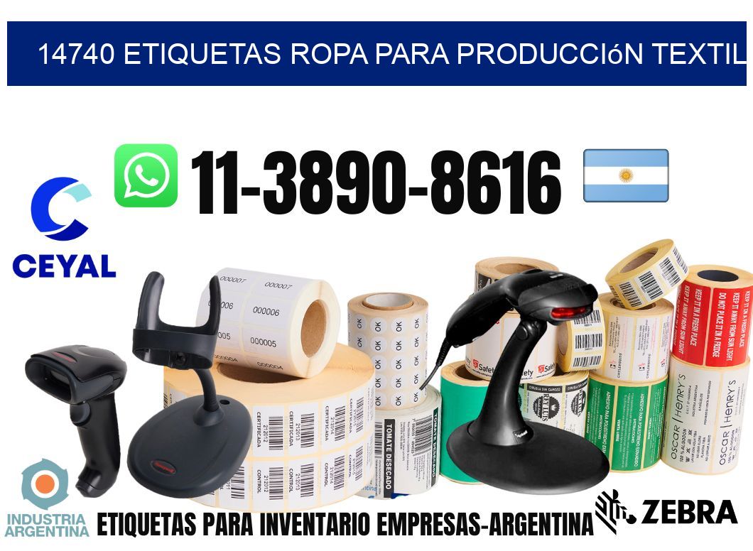 14740 Etiquetas ropa para producción textil