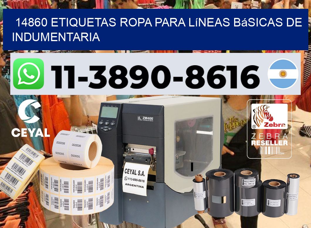 14860 Etiquetas ropa para líneas básicas de indumentaria