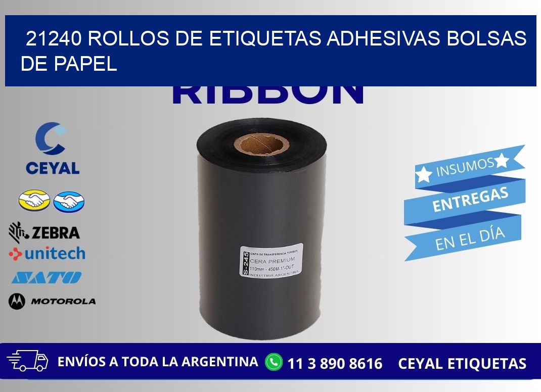 21240 rollos de etiquetas adhesivas bolsas de papel