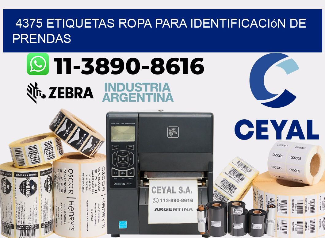 4375 Etiquetas ropa para identificación de prendas