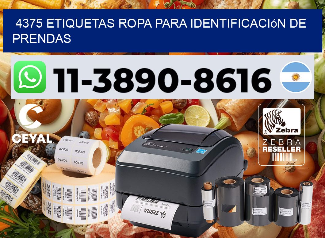 4375 Etiquetas ropa para identificación de prendas