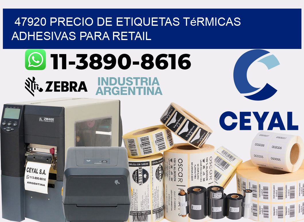 47920 precio de etiquetas térmicas adhesivas para retail