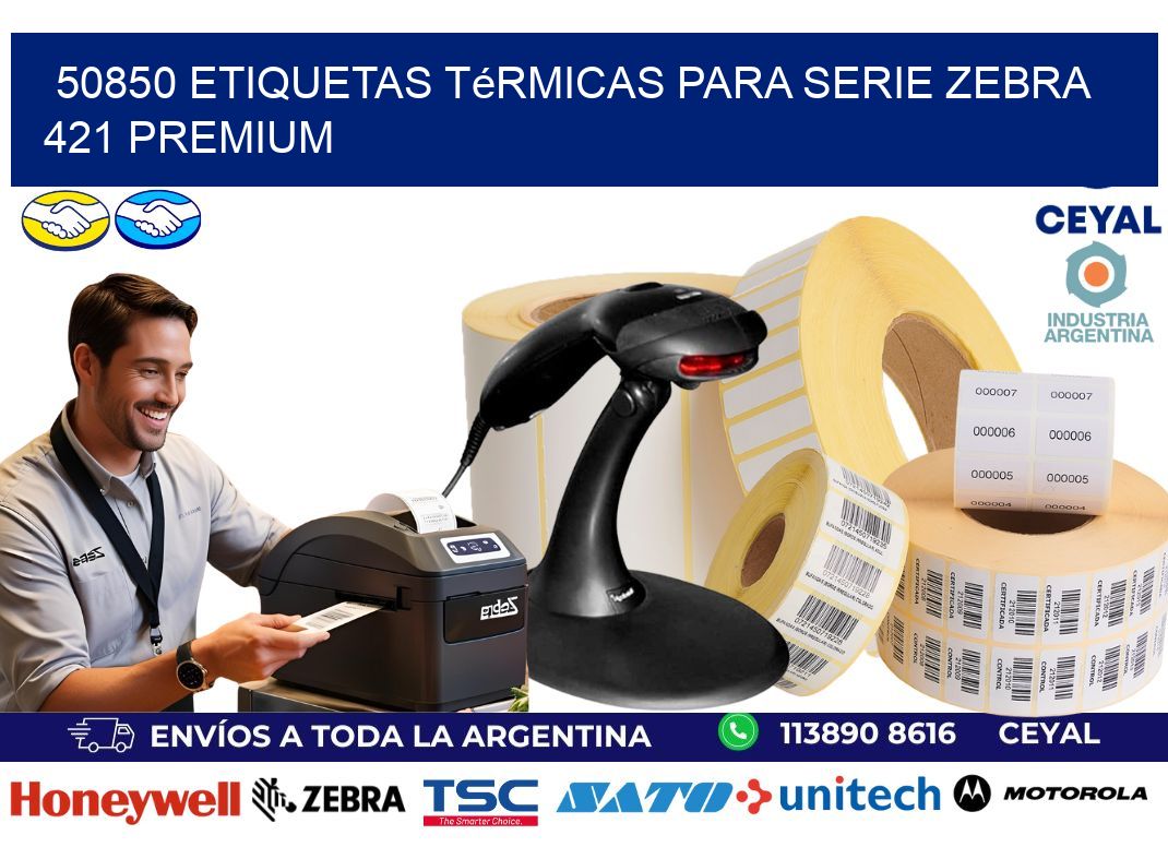 50850 etiquetas térmicas para serie zebra 421 premium