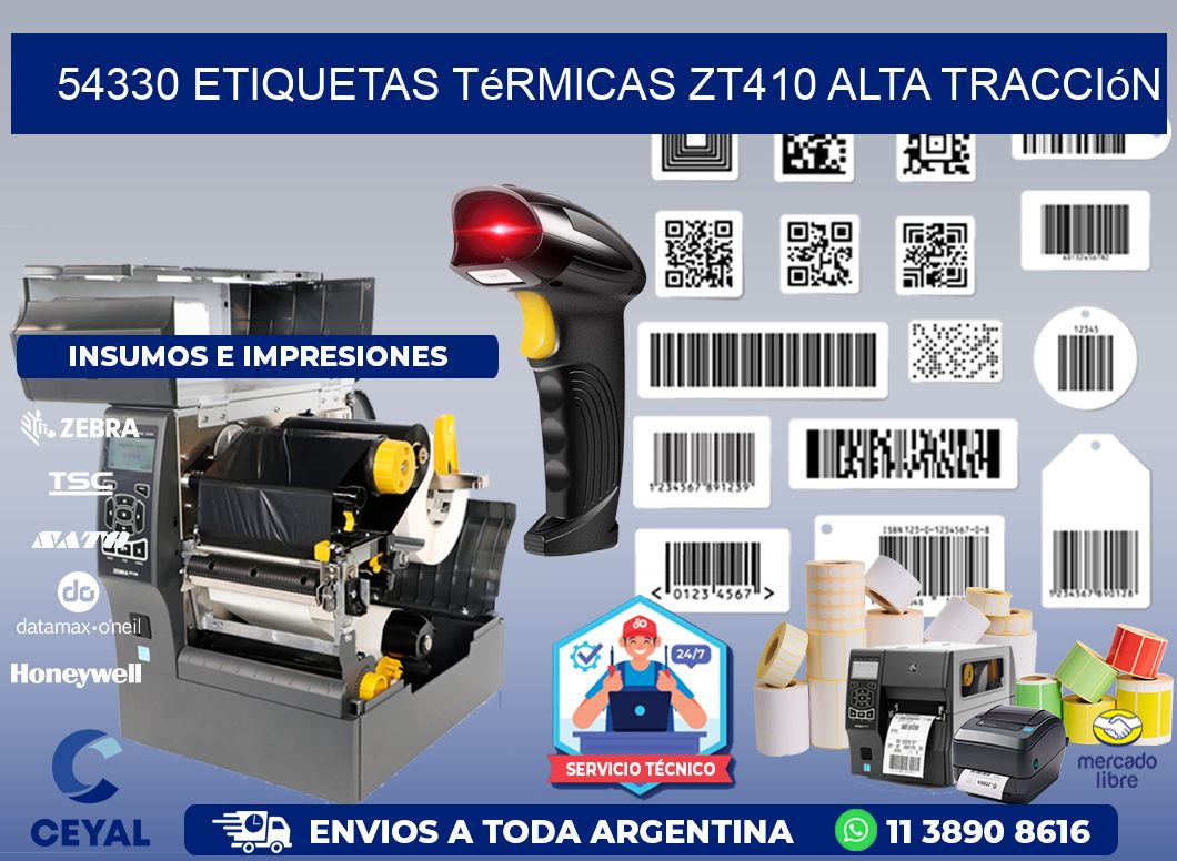 54330 etiquetas térmicas zt410 alta tracción