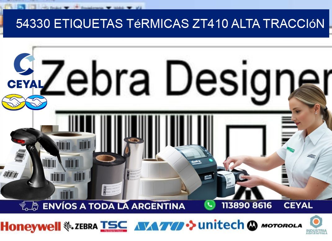 54330 etiquetas térmicas zt410 alta tracción