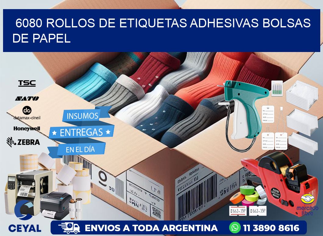 6080 rollos de etiquetas adhesivas bolsas de papel